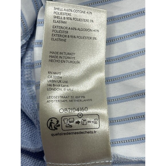 Anthropologie Maeve Twofer Sweatshirt Blue Striped Trim Preppy Comfy Size XL New - Picture 9 of 10